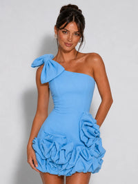 One-Shoulder Bow & Ruffle Homecoming Mini Dress