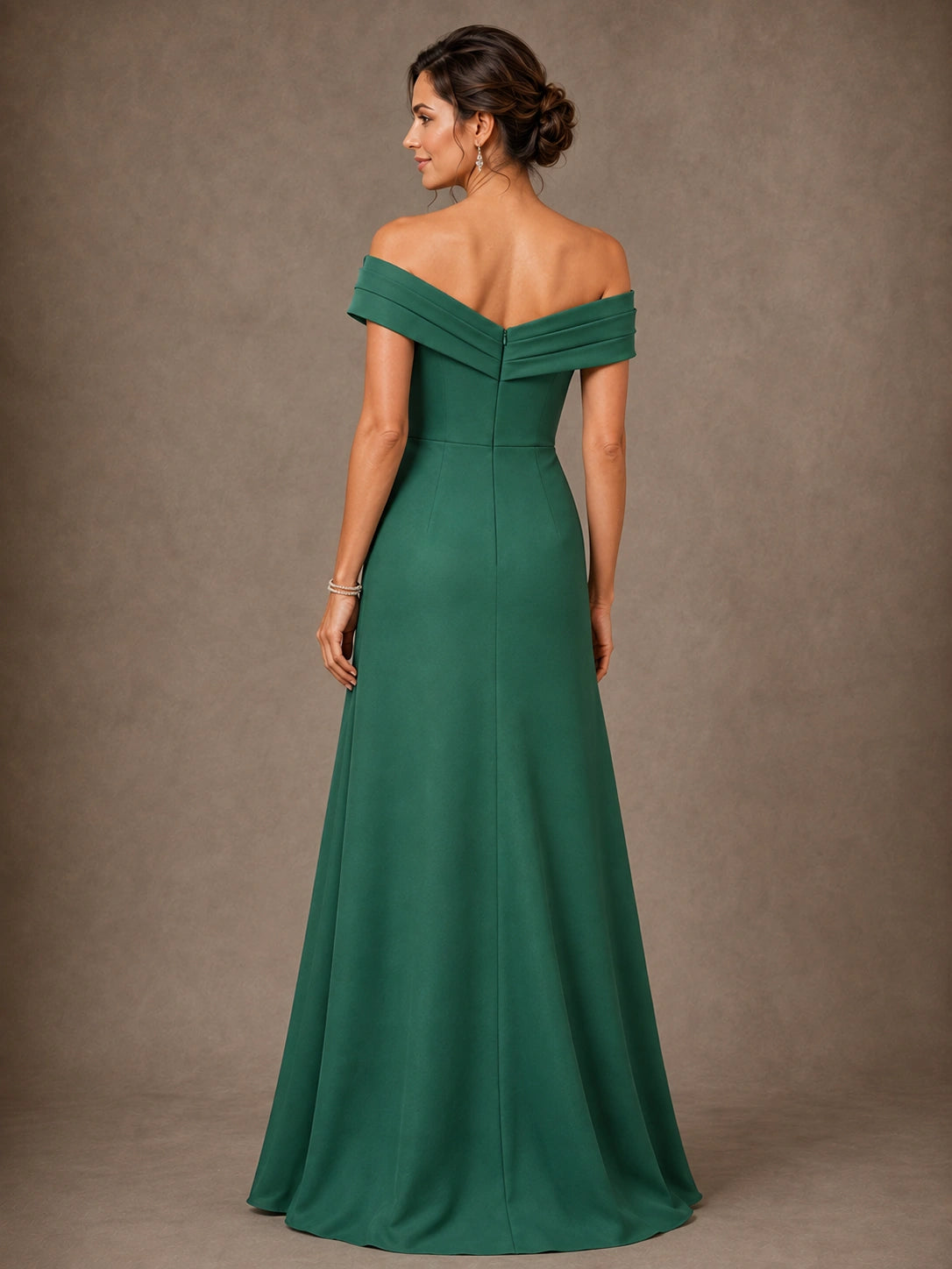 One Shoulder Chiffon Mother of the Bride Gown with Pleated Panel