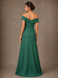 One Shoulder Chiffon Mother of the Bride Gown with Pleated Panel