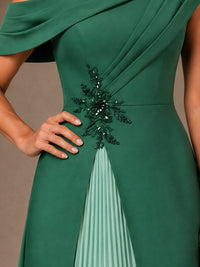 One Shoulder Chiffon Mother of the Bride Gown with Pleated Panel