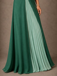 One Shoulder Chiffon Mother of the Bride Gown with Pleated Panel