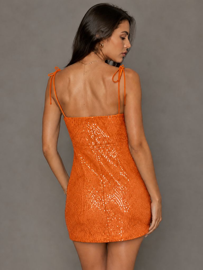 Navy Blue Sequin Spaghetti Strap Mini Dress