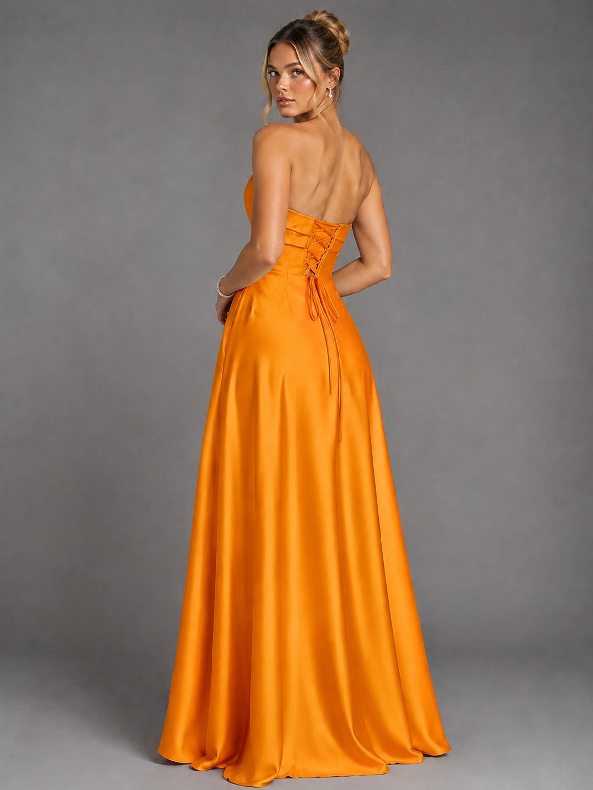 Sweetheart Neck Strapless Satin A-Line Prom Dress