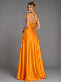 Sweetheart Neck Strapless Satin A-Line Prom Dress