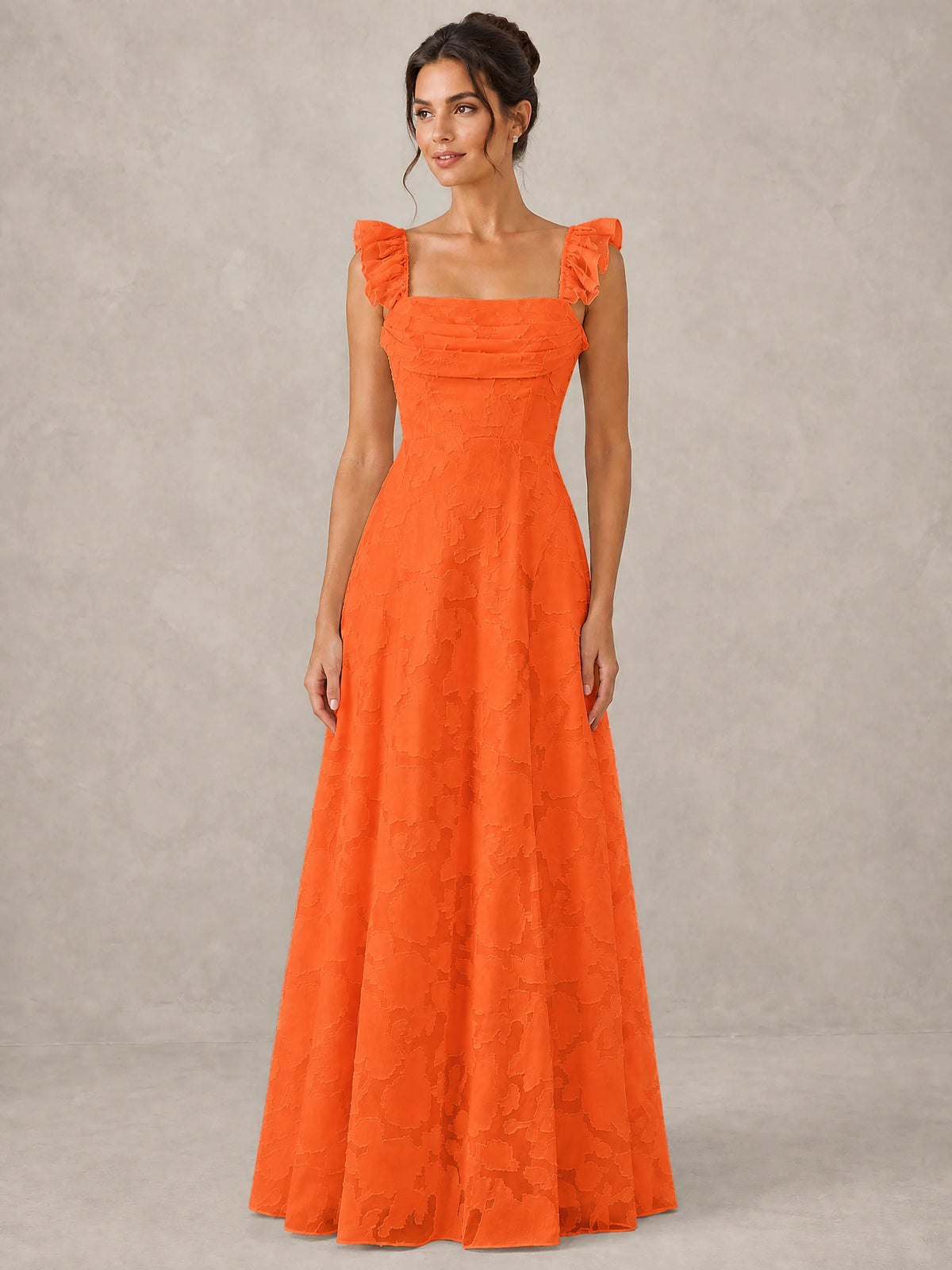 Jacquard Square Neck A-Line Maxi Dress