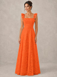 Jacquard Square Neck A-Line Maxi Dress