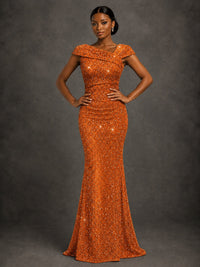 Sequin Off Shoulder Mermaid Prom Dress