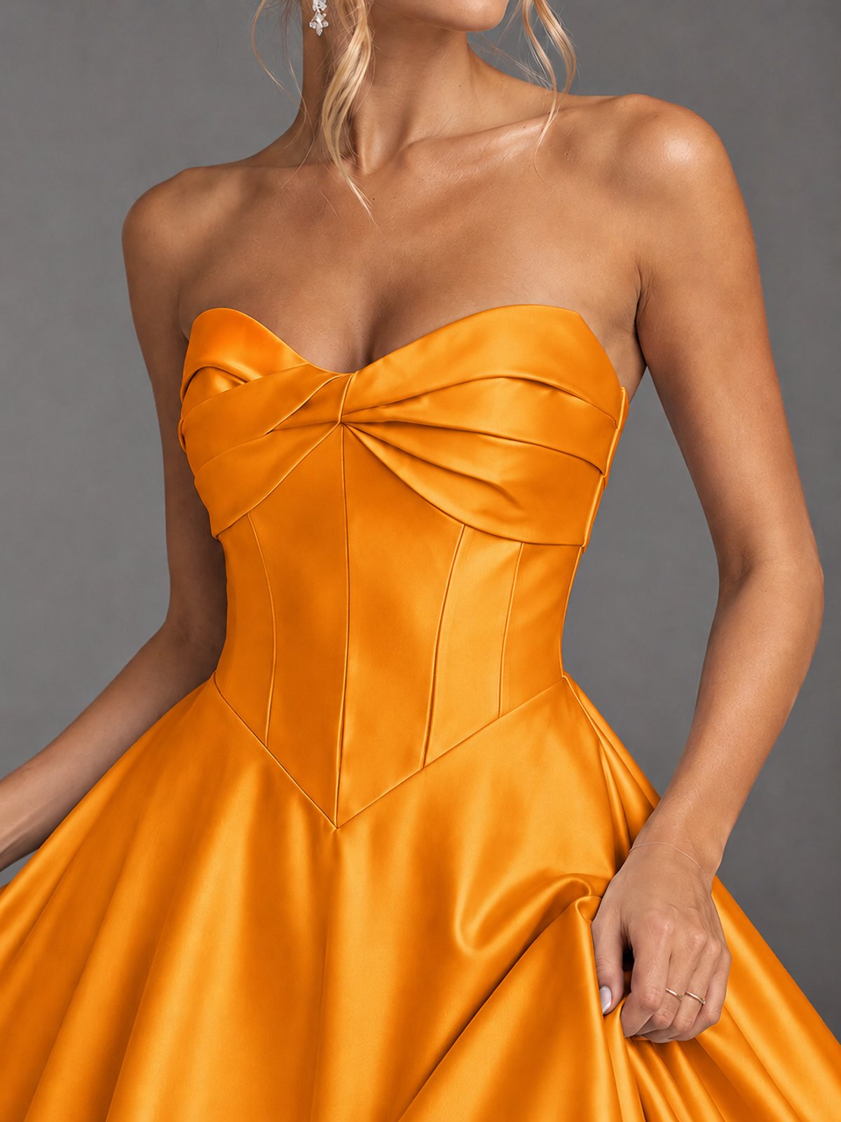 Sweetheart Neck Strapless Satin A-Line Prom Dress