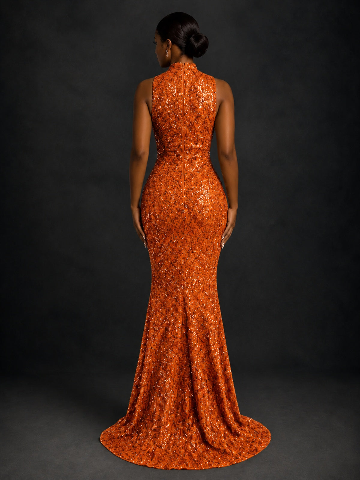 Sparkly Sequin High Neck Mermaid Prom Dress