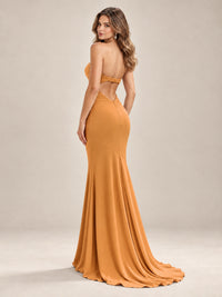 Light Blue Strapless Sweetheart Mermaid Prom Dress with Pleated Bodice