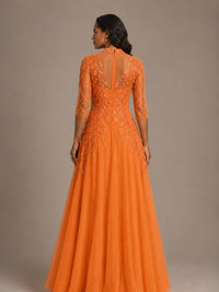 Embellished Appliques Mother of the Bride Dress with 3/4 Sleeves