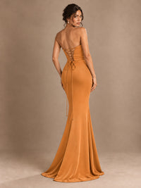 Emerald Green Strapless Mermaid Prom Dress with 3D Rose & Keyhole Cutout