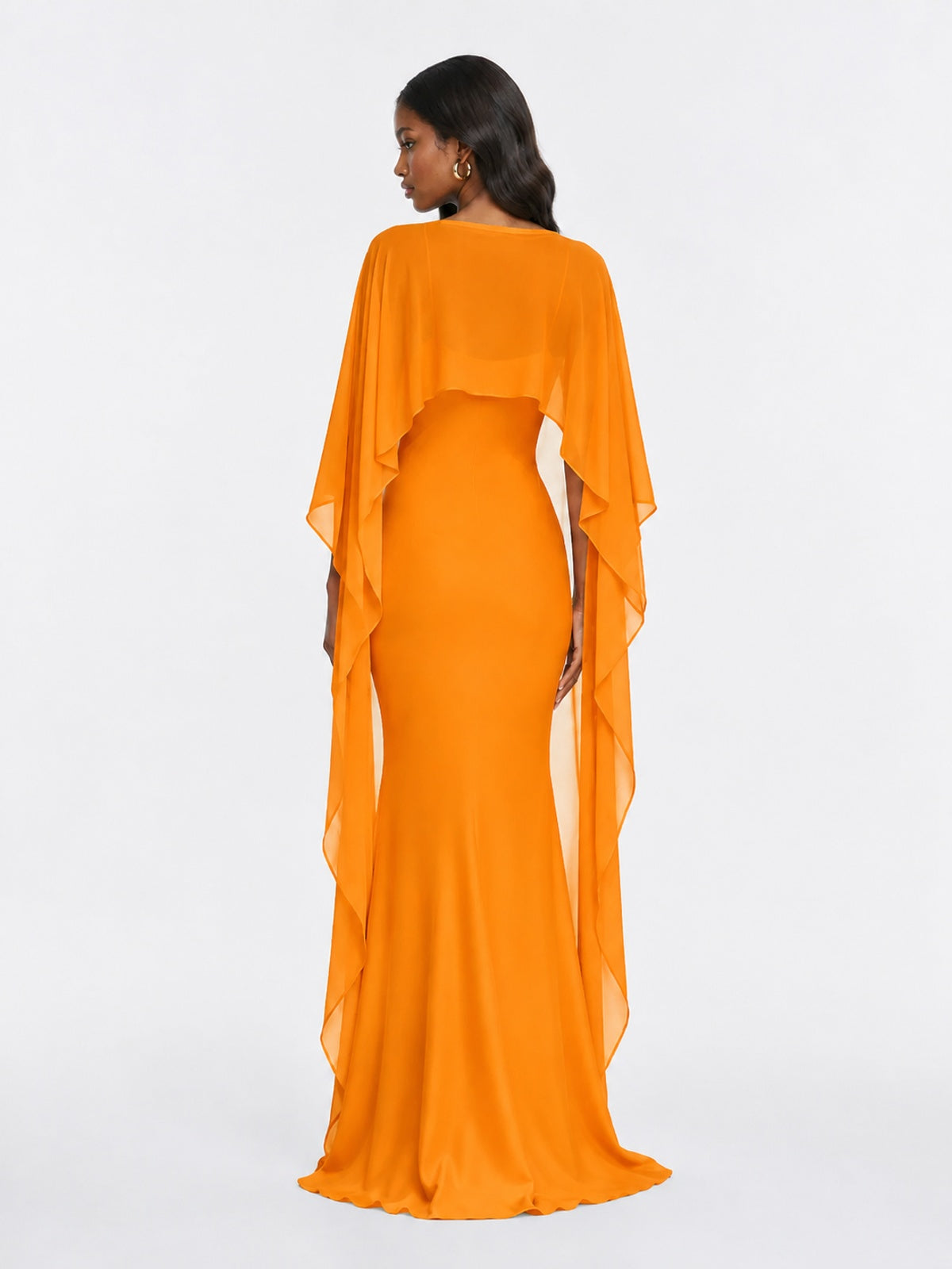 Satin Cape Prom Dresses Meramid Maxi Dress