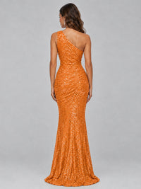 Sequin Mermaid One Shoulder Prom Dress Long formal Gown