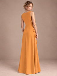 3D Floral Applique Sleeveless Formal Maxi Dress