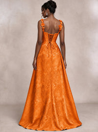 Light Blue 3D Floral Jacquard Prom Dress with Detachable Overskirt Corset Gown