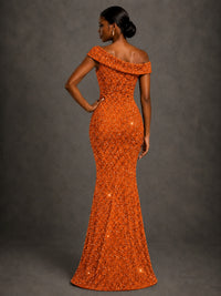 Sequin Off Shoulder Mermaid Prom Dress