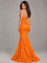 Strapless Corset Mermaid Prom Dress Lace Appliqué Formal Gown