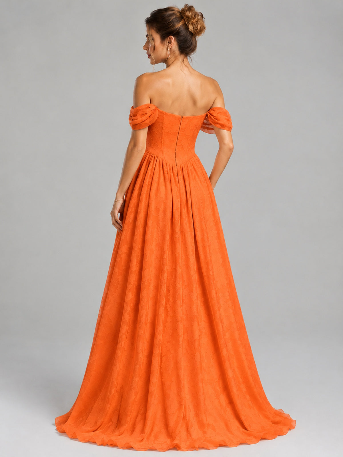 Off Shoulder Jacquard A-Line Maxi Dress