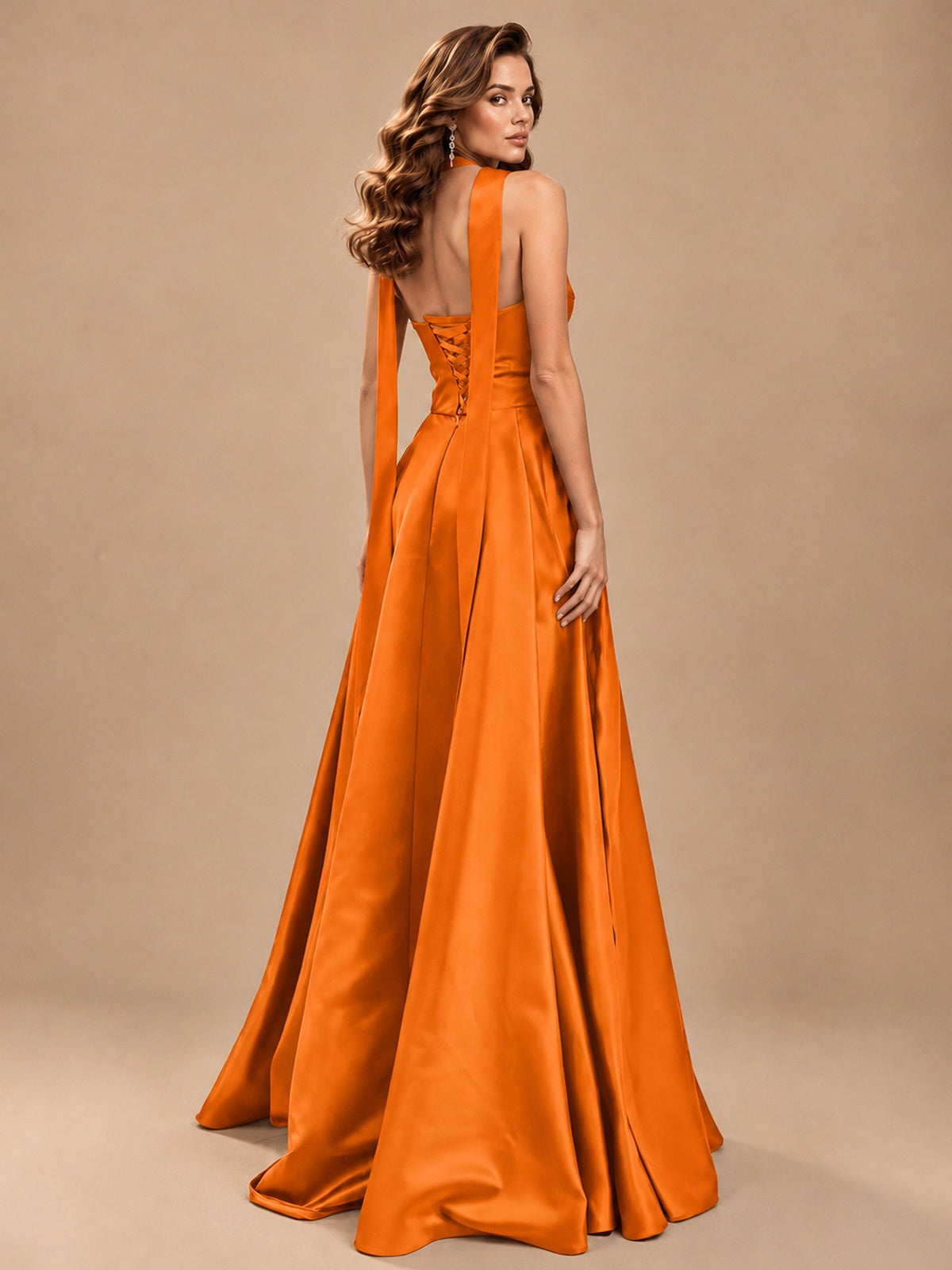 Strapless Prom Dress Side High Slit A-line Formal Dress with Scarf