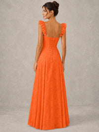 Jacquard Square Neck A-Line Maxi Dress