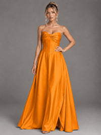 Sweetheart Neck Strapless Satin A-Line Prom Dress