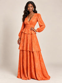 Blush Pink Floral Long Sleeve Maxi Dress