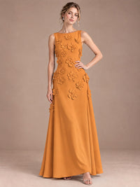 3D Floral Applique Sleeveless Formal Maxi Dress