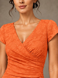 V-Neck Floral Jacquard Mother of the Bride Dress with Slit