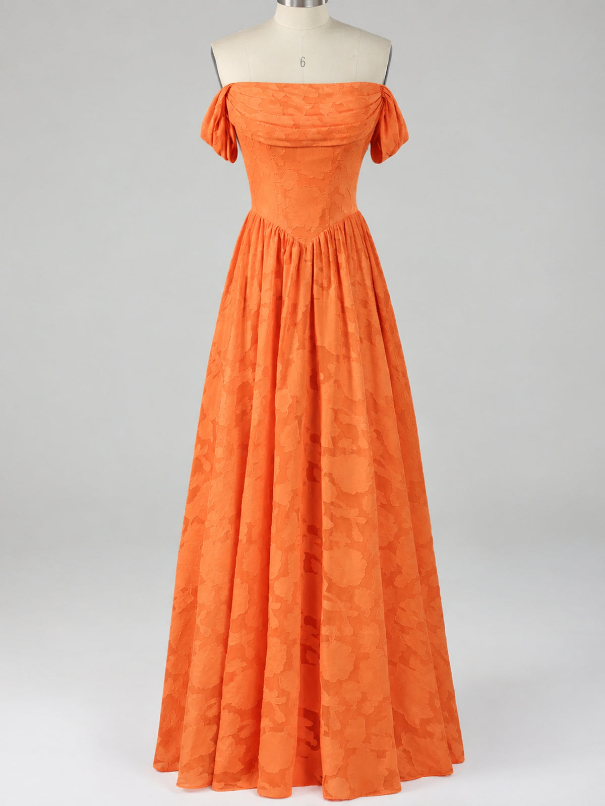 Off Shoulder Jacquard A-Line Maxi Dress