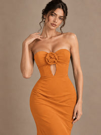 Emerald Green Strapless Mermaid Prom Dress with 3D Rose & Keyhole Cutout