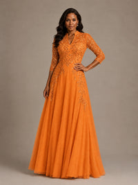 Embellished Appliques Mother of the Bride Dress with 3/4 Sleeves