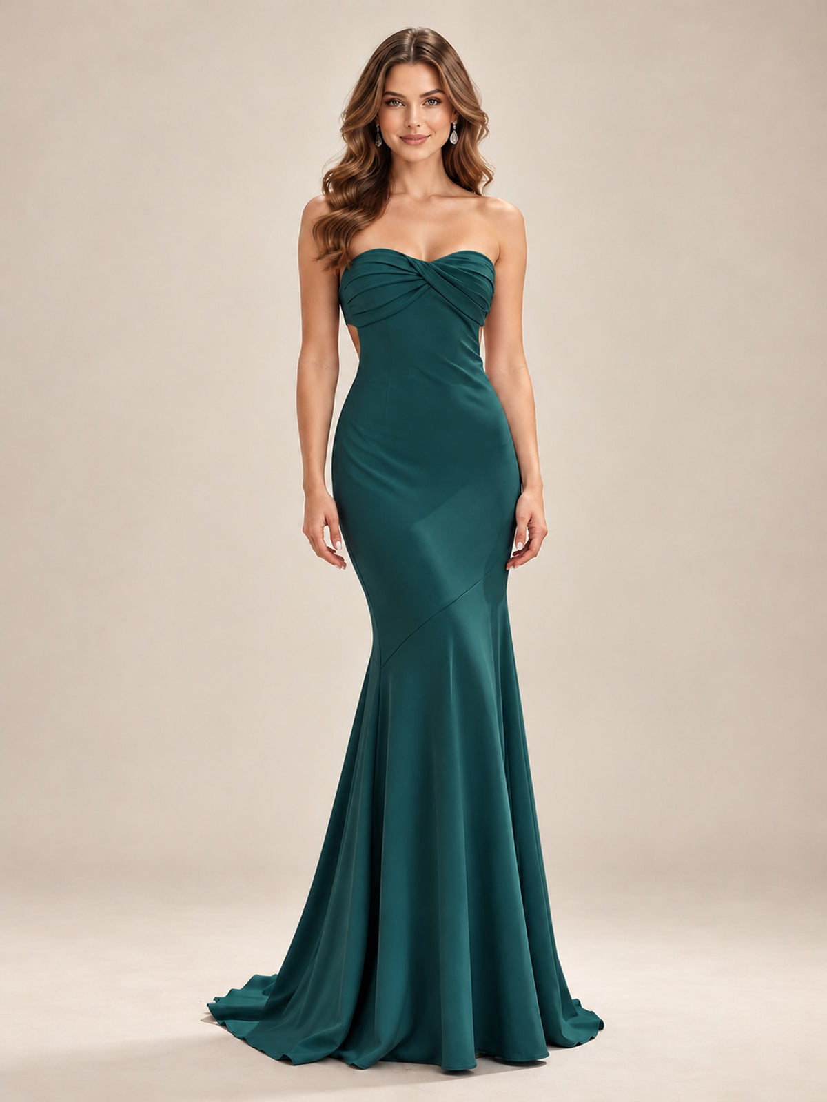 Light Blue Strapless Sweetheart Mermaid Prom Dress with Pleated Bodice