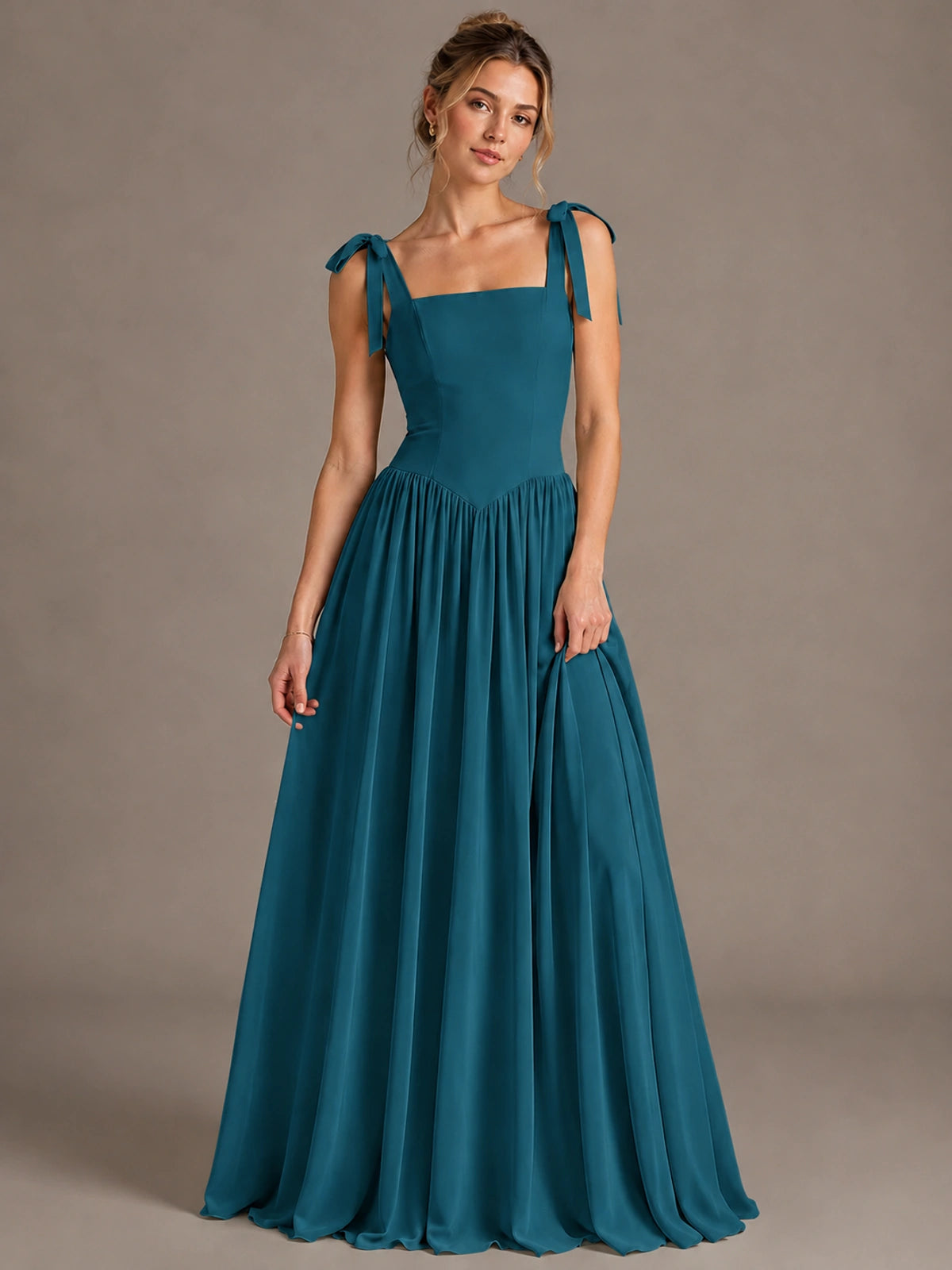 Square Neck A-Line Maxi Dress