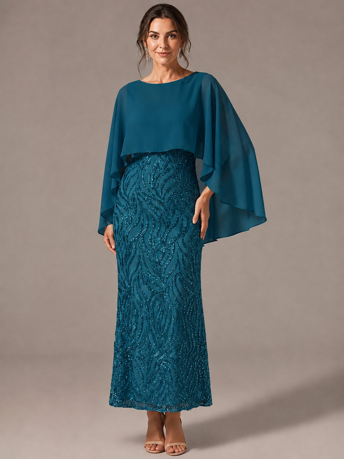 Light Blue Sequin 2 Pieces Mother of the Bride Dress