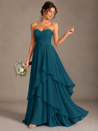 Strapless Ruffle A-Line Maxi Dress