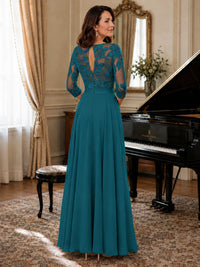 Lace Applique Wide-Leg Chiffon Mother of the Bride Jumpsuit