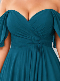 Off Shoulder Chiffon Bridesmaid Dress with Slit