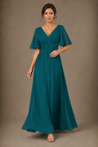 A-Line Chiffon Mother of the Bride Dress with Applique