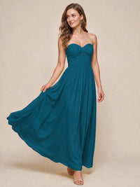 Strapless Pleated Chiffon A-Line Bridesmaid Dress