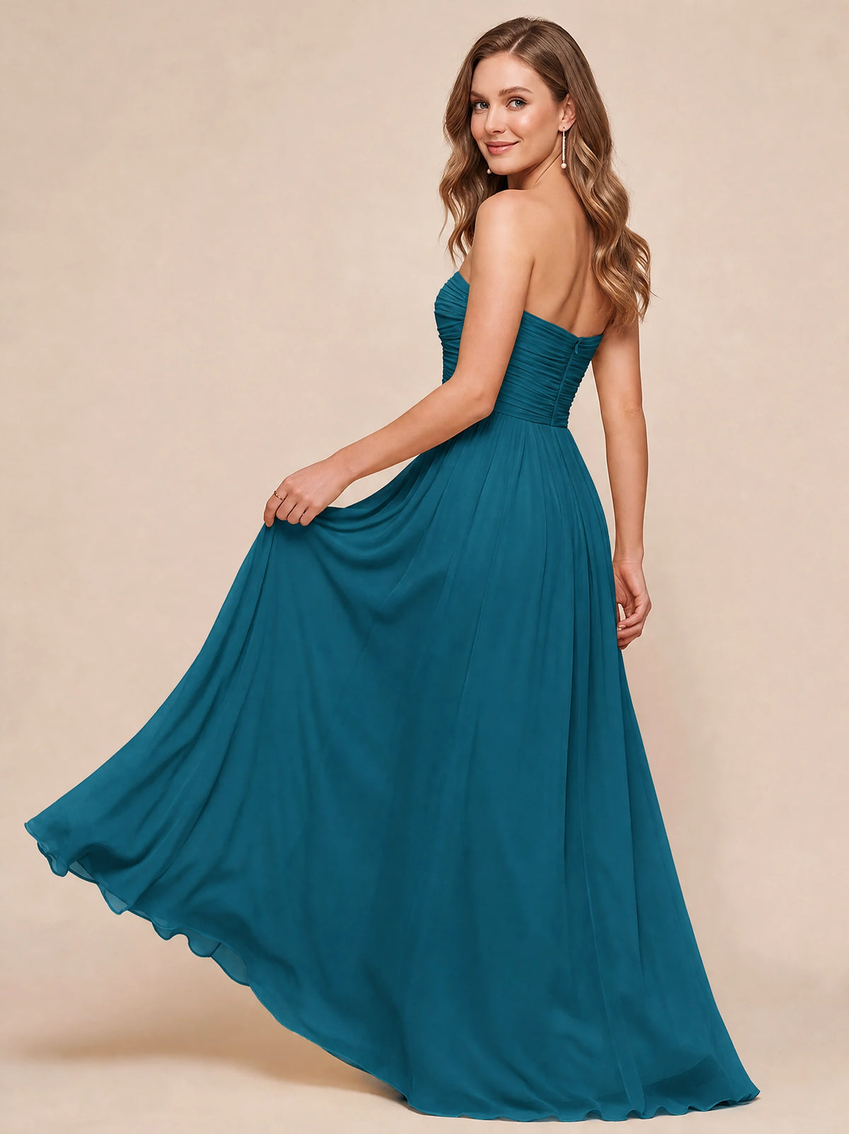 Strapless Pleated Chiffon A-Line Bridesmaid Dress