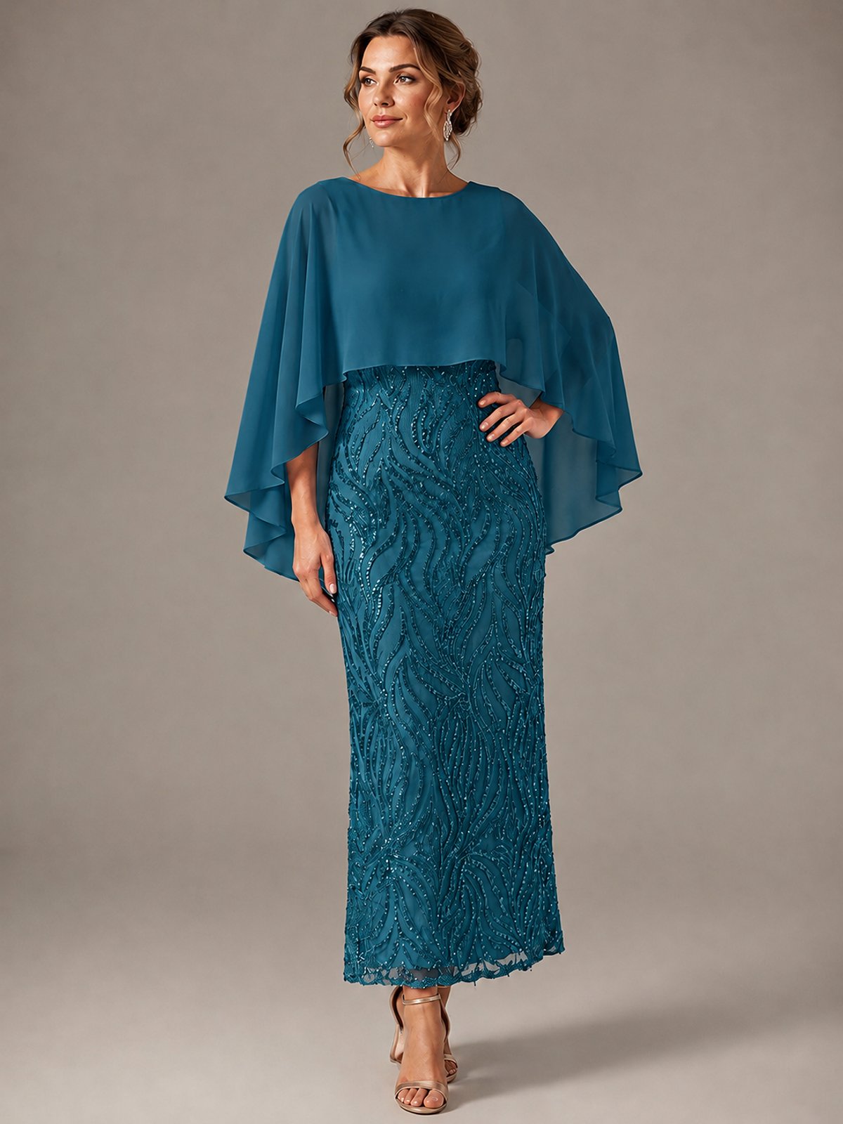 Light Blue Sequin 2 Pieces Mother of the Bride Dress
