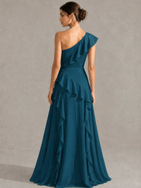 Sage Green One Shoulder Ruffle Bridesmaid Dress