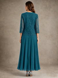 2-Piece Chiffon Mother of the Bride Dress with Lace Jacket