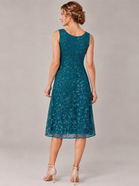 Tea Length Sequin Lace Mother of The Bride Dress with Chiffon Jacket