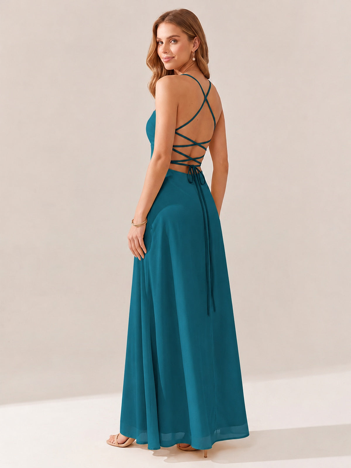 JOVELLEE Yellow Sweetheart Ruched Bust Chiffon Maxi Dress