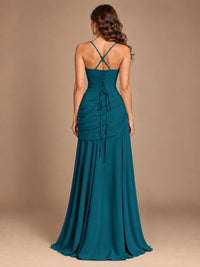 Butter Yellow Square Neck Ruched A-Line Prom Dress