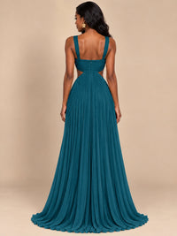 Butter Yellow Pleated Cutout Maxi Dress