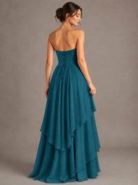 Strapless Ruffle A-Line Maxi Dress