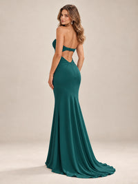 Light Blue Strapless Sweetheart Mermaid Prom Dress with Pleated Bodice